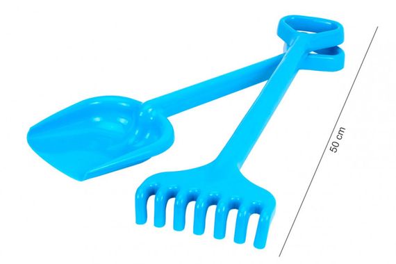 Игрушечная Лопатка с грабельками "Гулливер" 1424TXK, длина 50 см Голубой