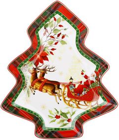 Тарілка сервірувальна порцелянова "Christmas Story" 25х22см, у формі ялинки