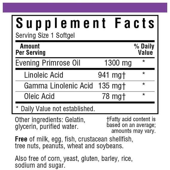 Масло вечерней примулы Bluebonnet Nutrition Evening Primrose Oil 1300 mg 60 Softgels BLB0921 | Зображення 1