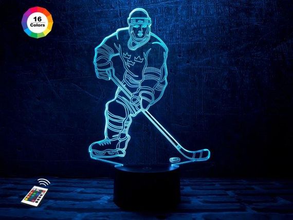 3D світильник нічник з пультом "Хокеїст" 3DTOYSLAMP
