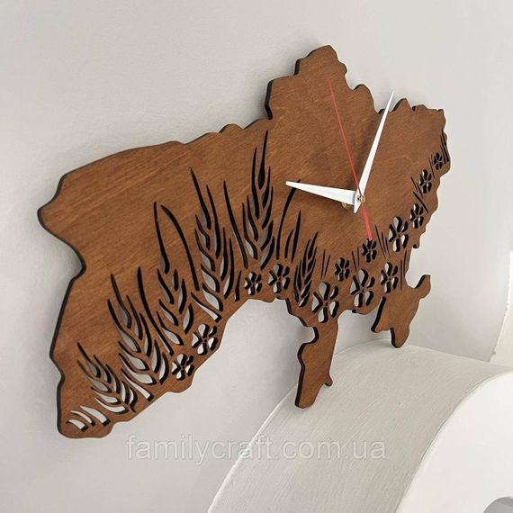 Настінний годинник Карта України з фанери Патріотичний дерев'яний годинник | Зображення 4