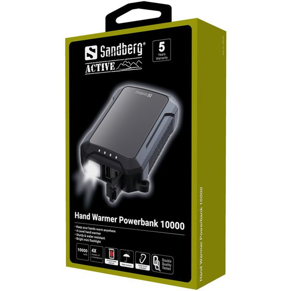 УМБ Sandberg Hand Warmer з обігрівачем рук 10000 mAh 2A, USB, Type-C in, LED ліхтар 1W