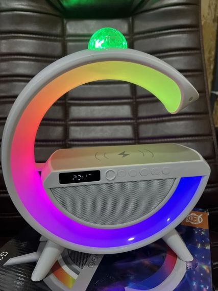 Розумний світильник колонка з будильником та диско кулею/Нічник з бездротовою зарядкою для телефону/Bluetooth-колонка | Зображення 7