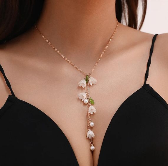 Колье с подвеской в форме цветов и жемчуга Primo Lily – Gold | Зображення 4