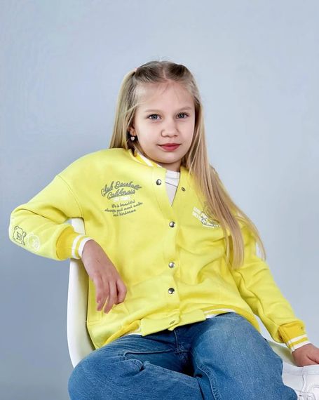 Бомбер для дівчинки Носи своє 110 Жовтий (p-13305-148104) | Зображення 1