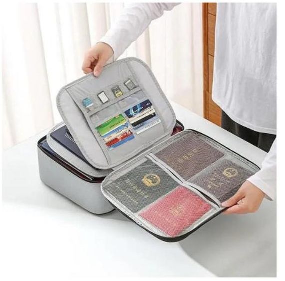 Органайзер-папка для документів із кодовим замком Сіра з кріплення на валізу водонепроникна | Зображення 4