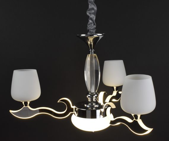 Люстра підвісна на 3 лампочки з пультом 27162 Хром 50-100х62х62 см. | Зображення 2