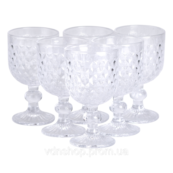 Набір келихів для вина 6 шт по 220 мл на низькій ніжці Прозорий HP-19-104