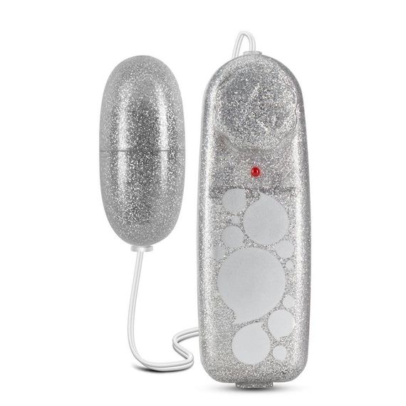 Виброяйцо с пультом управления B Yours с глиттером, серебристое Sex Aura