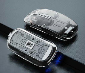 Прозрачная трехрежимная Bluetooth мышь беспроводная 2,4G, перезаряжаемая бесшумная (sv3826)