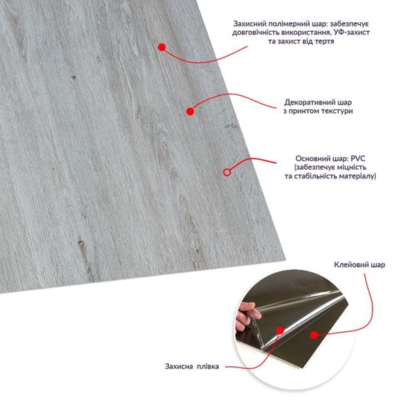 Самоклеюча LVT плитка 610х610х1.5мм SW-00003273 | Зображення 3
