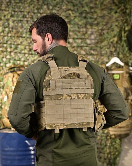 Плитоноска 4 швидких скидання з наплічником Cordura піксель ПП4632 | Зображення 2