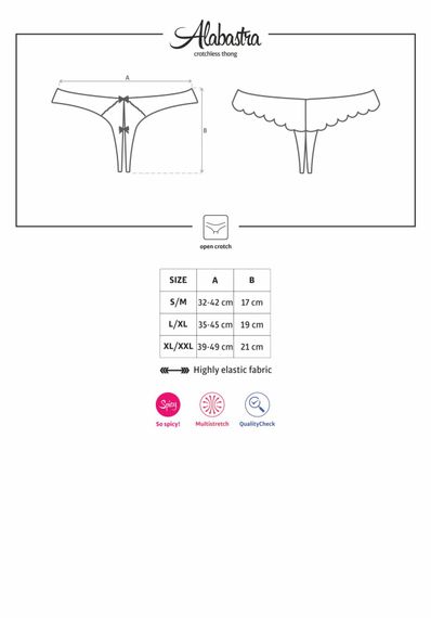 Мереживні трусики з доступом Obsessive Alabastra L/XL, білий | Зображення 6