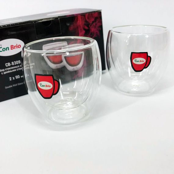 Набор кружок с двойной стенкой, Стаканы и кружки с двойным дном, Набор подарочных чашек из стекла ER-46 | Зображення 3