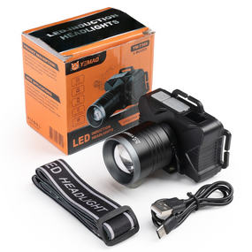 Фонарь аккумуляторный налобный YEMAO YM-T305 TG Motion Sensor Li-Ion аккумулятор ЗУ Type-C zoom 30 Вт Черный