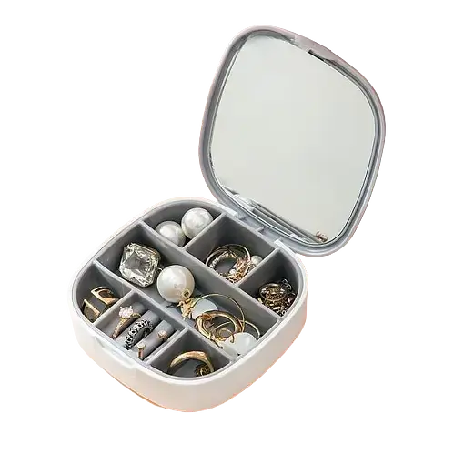 Маленька дорожня скринька для прикрас, міні-органайзер для прикрас із дзеркалом | Зображення 4