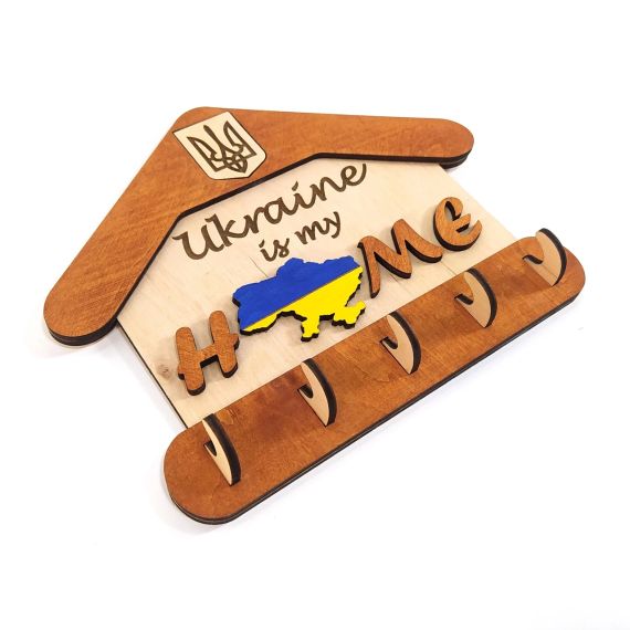 Ключниця Ukrain is my HOME 20х16,5 см Майстерня містера Томаса Фанера 4 мм Герб | Зображення 3