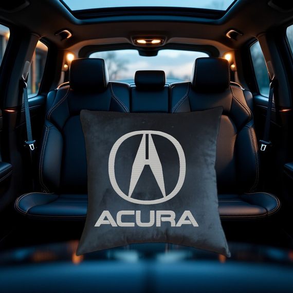 Авто Подушка з вишивкою логотипу марки Акура Acura чорний автомобілісту 00454