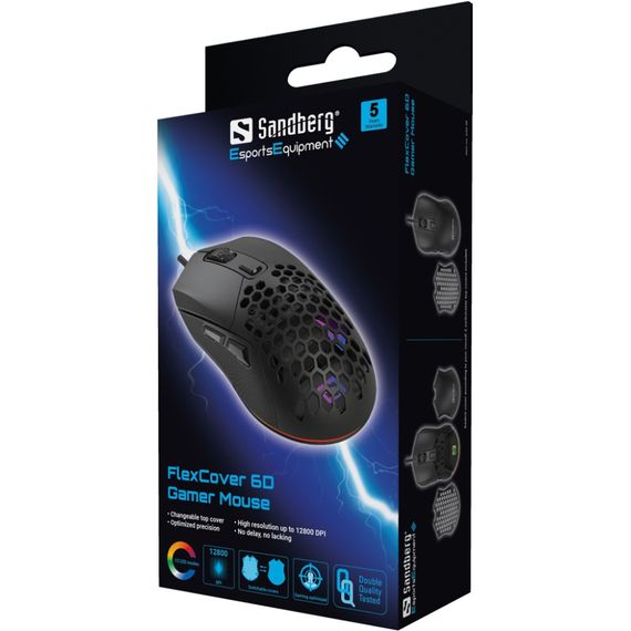 Мишка Sandberg FlexCover 6D Gamer Mouse RGB, ігрова, 12800 dpi., 6кн.Huano чорна | Зображення 3