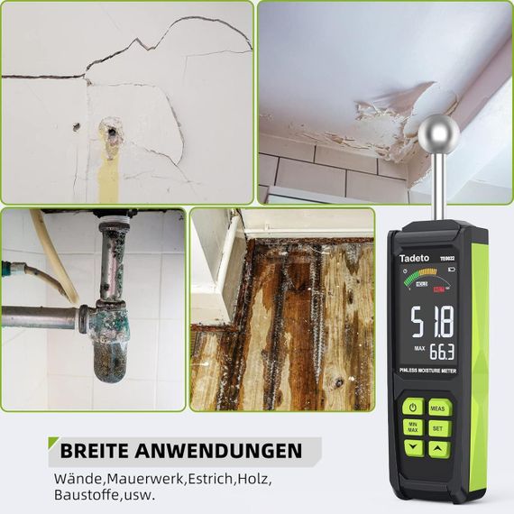 Вологомір, Вимірювач вологості TE0022 з глибиною аналізу 20-40 мм, кольоровим РК-дисплеєм, | Зображення 7