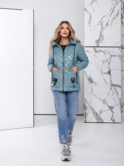 Жіноча стьобана куртка з блиском, арт.504, світло зелений | Зображення 5
