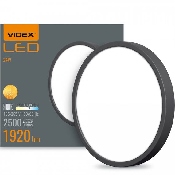 Светодиодный светильник VIDEX 24W 5000K круглый накладной черный (VL-DLRS-245B) | Зображення 1