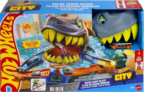 Трек Хот Вілс Сіті Небезпечні істоти Пляжна атака акули Оригінал Hot Wheels City Shark Chomp Beach | Зображення 1