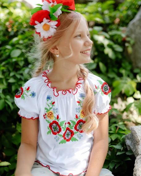 Вишиванка для дівчинки з коротким рукавом Носи своє 110 Білий (p-11555-125847) | Зображення 6