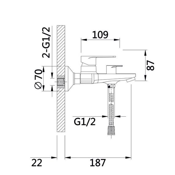 Смеситель для ванны Qtap Aries (c душевым гарнитуром) QTARI259CRM45559 Chrome | Зображення 1