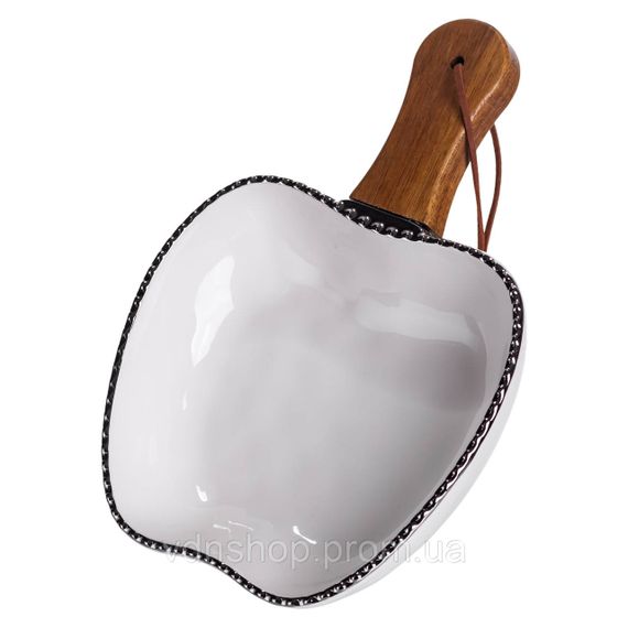 Тарілка порцелянова глибока з ручкою Яблуко 23×16×4 (см) блюдо сервірувальне з ручкою для подачі тарілка сковорода Срібло ZJH-15-1 | Зображення 3