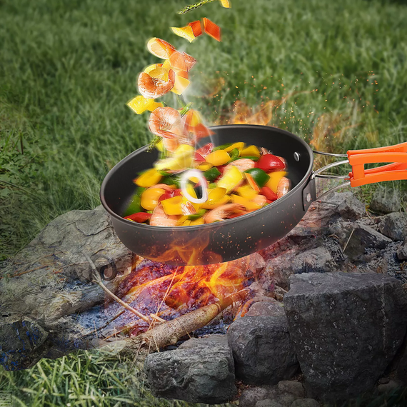 Набор туристической посуды Camping cooking со столовыми приборами 10 в 1  / Набор посуды для похода, пикника и рыбалки | Зображення 5