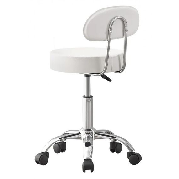 Крісло табурет на колесах зі спинкою кругле Bonro Бонро B-491 біле (40300050) | Зображення 1