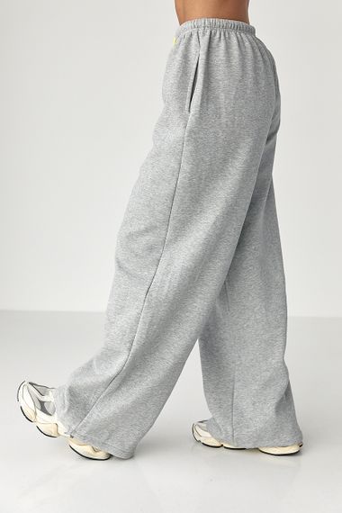 Утеплені однотонні спортивні штани - сірий цвет, M (є розміри) | Зображення 4