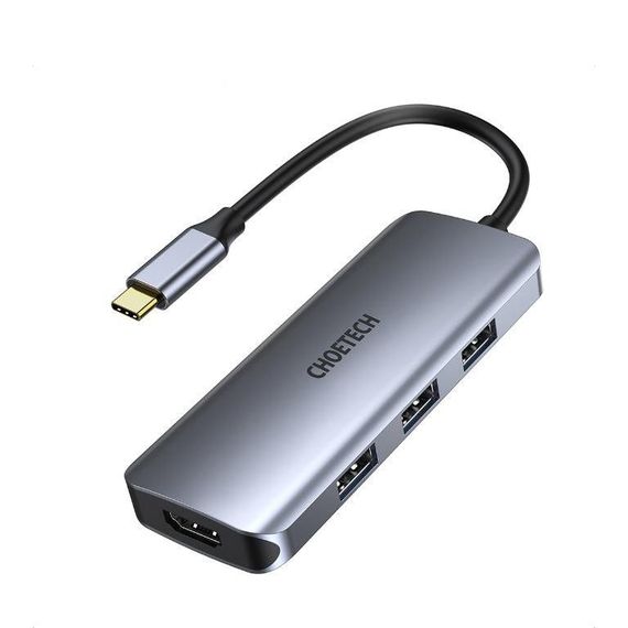 Адаптер Choetech HUB-M19-GY, USB Type-C 7-в-1