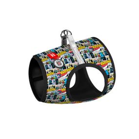 Шлея для собак м'яка WAUDOG Clothes з QR паспортом, малюнок "Бетмен комікс", XS3, В 32-35 см, С 22-24 см