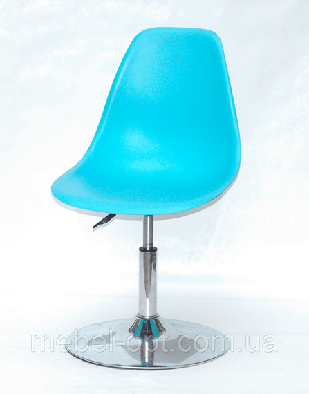 Стілець Nik CH-BASE блакитний 52 пластик, хромована опора-млинець, дизайн Charles and Ray Eames