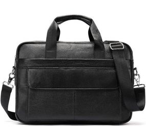 Шкіряна чоловіча сумка для ноутбука і документів чорна Tiding Bag 143412
