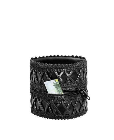 Жіночий гаманець-браслет Noir Handmade F326, black, під шкіру, рельєфний візерунок, кишеня на блискавці | Зображення 1