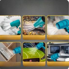 Воздуходувка турбовентилятор аккумуляторная в чемодане 002 Голубая