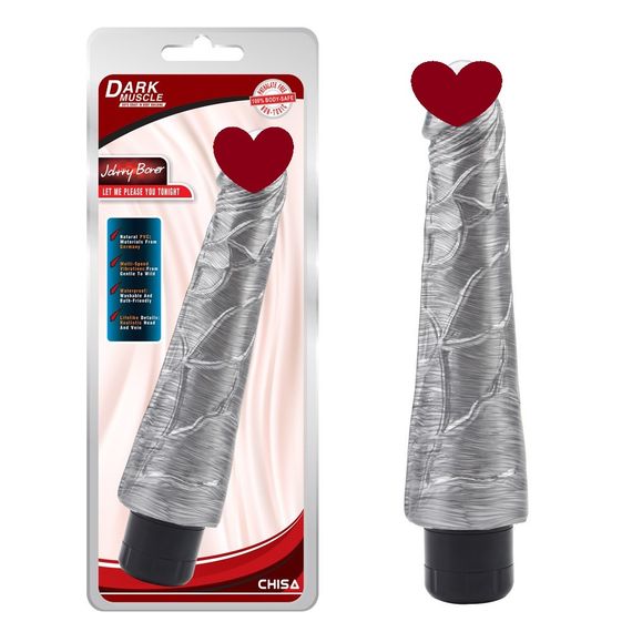 Вібратор реалістичний Chisa Dark Muscle з яскраво вираженим візерунком вен, поворотний регулятор, срібло Sex Aura