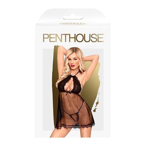 Комплект сорочка у стилі 60-х та трусики з доступом Penthouse - Libido Boost Black L/XL sexstyle | Зображення 2