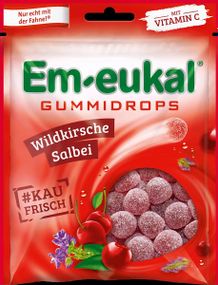 Em-eukal Gummidrops Wildkirsche & Salbei – Жевательные конфеты с витамином С, вишней и шалфеем, 90 г, Германия