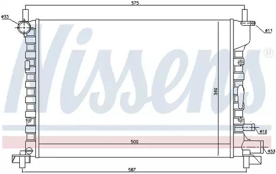 Радіатор охолодження двигуна FORD FIESTA, NISSENS (62053)
