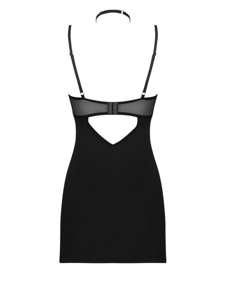 Сорочка Obsessive Selinne chemise & thong XL/2XL Black, стрінги, подвійні бретелі | Зображення 3