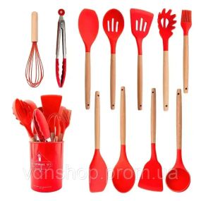 Набор кухонных принадлежностей силиконовый  Kitchen Set RB-2239 красный (12 предметов)