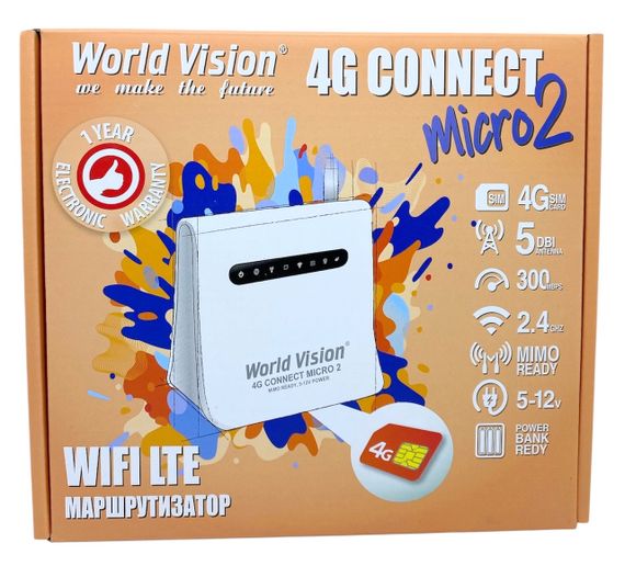 Роутер 3G 4G 150 Мбіт/с World Vision Connect micro слот для сім карти вихід під антену | Зображення 5