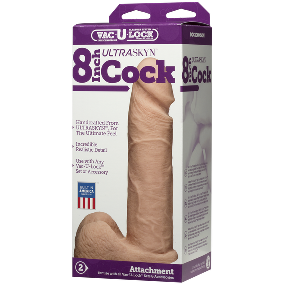 Фалоімітатор Doc Johnson Vac-U-Lock - 8 Inch ULTRASKYN Cock White, діаметр 5,1 см | Зображення 3