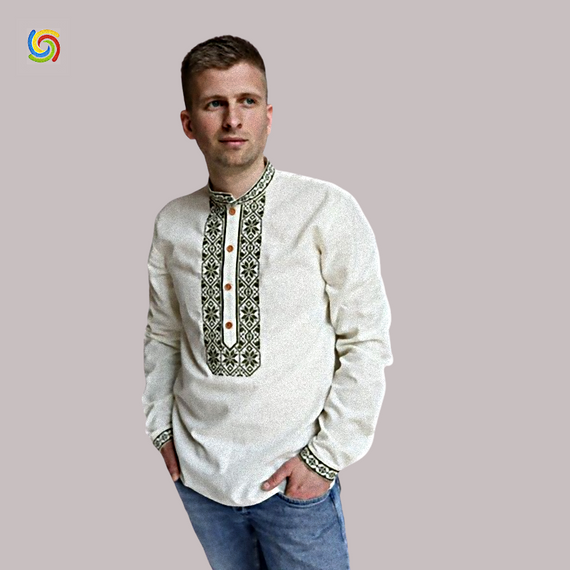 Рубашка Украинская вышиванка  55631129 цвет серый размер L/XL