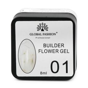 Гель для моделирования ногтей с добавлением сухоцвета Flower Builder Gel 01, 8г