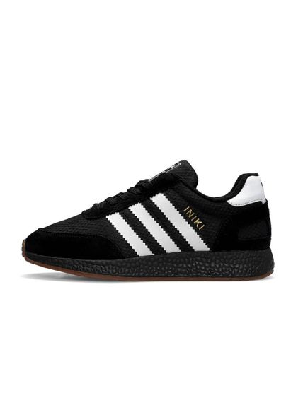 Зимние женские кроссовки Iniki  Fleece Termo All Black White Stripes Gum , Вьетнам